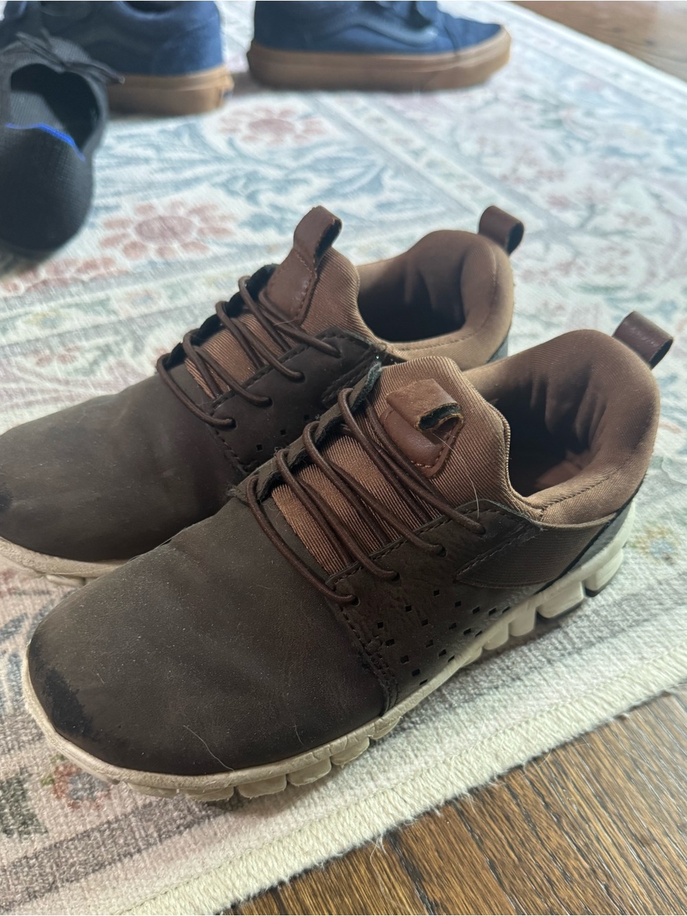 Deer Stags Brown and Tan Kids Athletic Sneakers